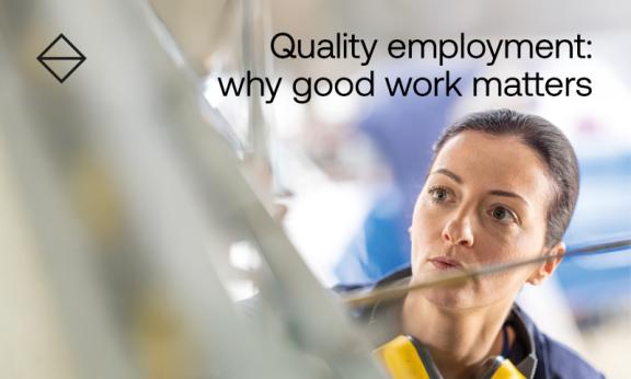 Front cover of report showing female at work